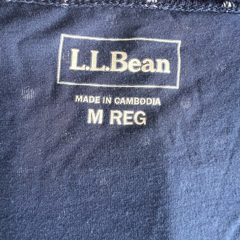 LL Bean Sz M REG Navy White Dot Stretch Boho Coastal Relaxed Nautical Leisure - Picture 14 of 16